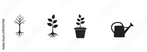 Plant a tree vector pack with various tree shapes.