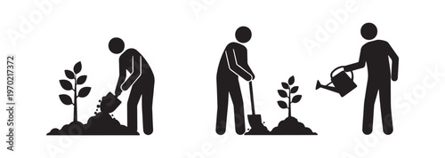 Plant a tree vector icon set for eco and environmental concepts.