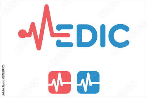 Medical and Healthcare Logo Design with Heartbeat Pulse Line for Clinic and Hospital Branding Vector Illustration.