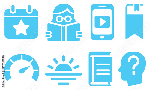 Education and learning silhouette icon set, vector illustration for knowledge, reading symbols and academic design projects.