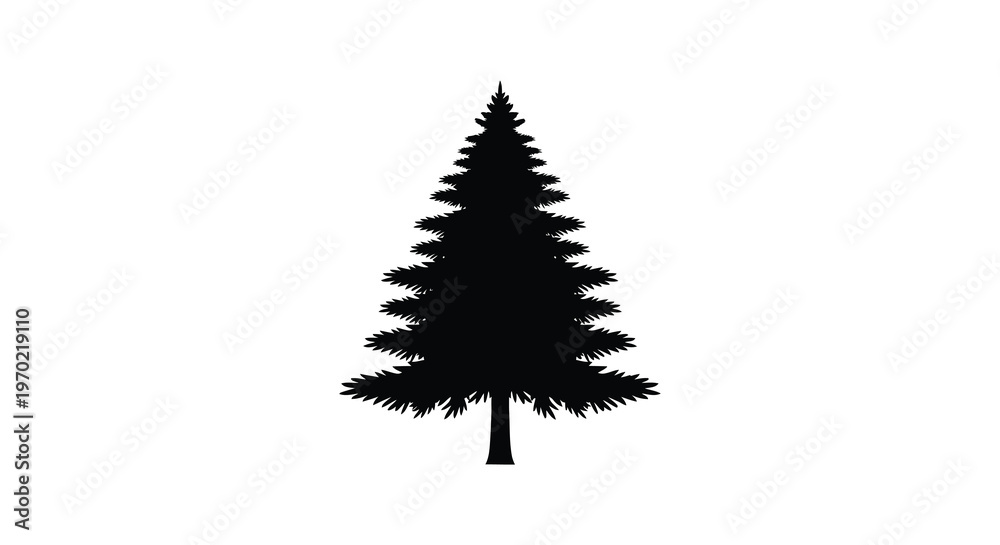 Fototapeta premium A striking isolated evergreen tree is prominently displayed against a stark white background a bold silhouette high quality