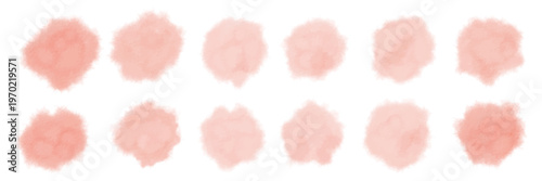 Set of watercolor peach and pink blobs with soft gradients. Abstract pastel stains with organic shapes. Perfect for backgrounds, frames, branding, invitations, textures and modern design use.