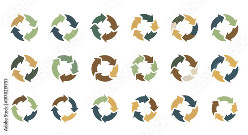 Circular Arrow Icons Set: Process, Cycle, Refresh, and Sustainability Concepts