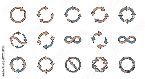 Circular Arrows and Infinity Symbols Vector Set for Cycle and Process Concepts