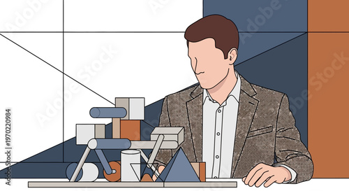 Man sitting at desk with laptop.