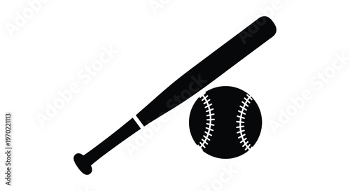 A striking black image depicts a baseball bat and ball showcasing the iconic symbols of america s pastime silhouette