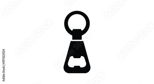 A stark black silhouette depicts a bottle opener showcasing its functional design and simple form silhouette high quality