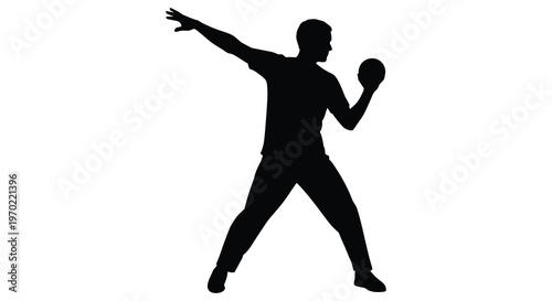 A dynamic image captures a man in mid throw appearing to hurl a ball with powerful motion silhouette