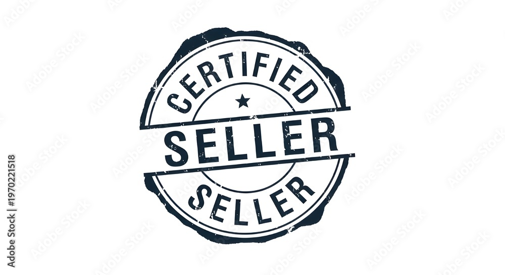 Obraz premium Certified Seller Round Rubber Stamp Badge Vector