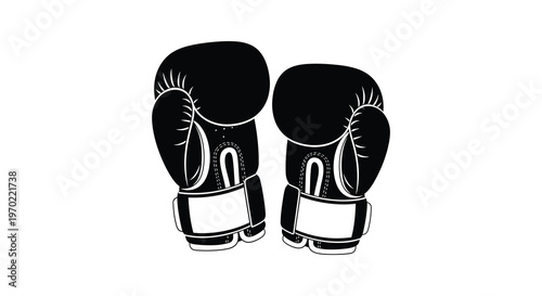 A striking pair of black boxing gloves are displayed against a white background a bold silhouette high quality