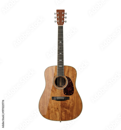 Foto Acoustic guitar with polished wood finish isolated