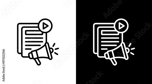 Content Marketing White Icon Set Design