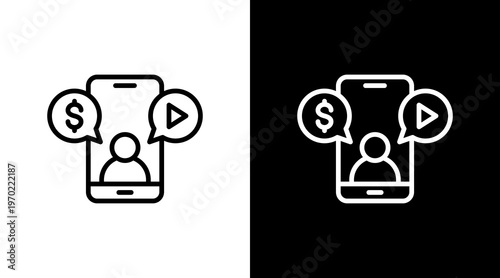 Influencer Marketing White Icon Set Design
