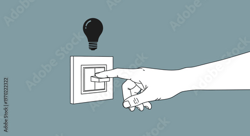 Hand turning on light switch.