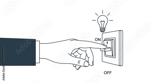 Hand turning on light switch.