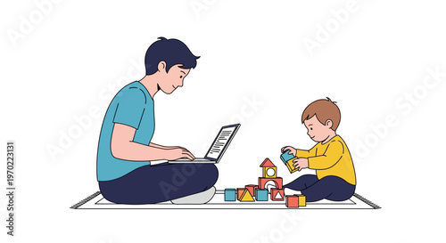 Father and son playing together.