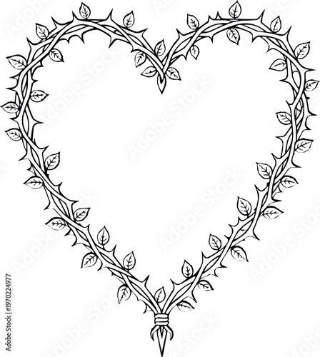 Floral heart frame with spikes.