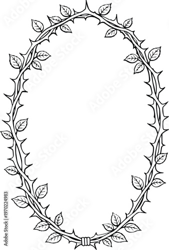 Wildflower floral wreath frame. Oval frame.