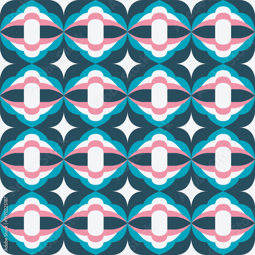 Retro Geometric Shape Arrangement Seamless Pattern Background Illustration