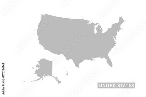 United States of America map - Minimal Flat Vector Illustration in Black and Gray, Isolated on White Background, Ideal for Infographics, Educational Use, Reports, and Presentations.