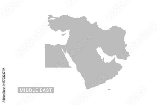 Middle East map - Minimal Flat Vector Illustration in Black and Gray, Isolated on White Background, Ideal for Infographics, Educational Use, Reports, and Presentations.