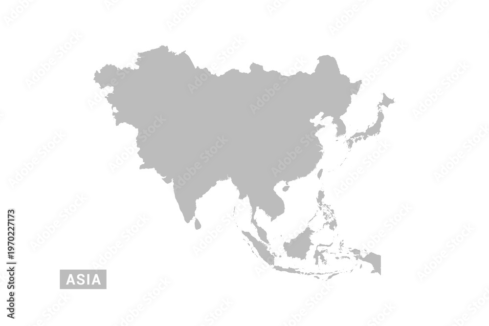 Fototapeta premium Asia map - Minimal Flat Vector Illustration in Black and Gray, Isolated on White Background, Ideal for Infographics, Educational Use, Reports, and Presentations.
