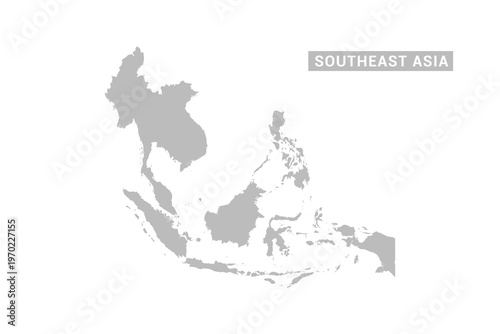 Southeast Asia map - Minimal Flat Vector Illustration in Black and Gray, Isolated on White Background, Ideal for Infographics, Educational Use, Reports, and Presentations.