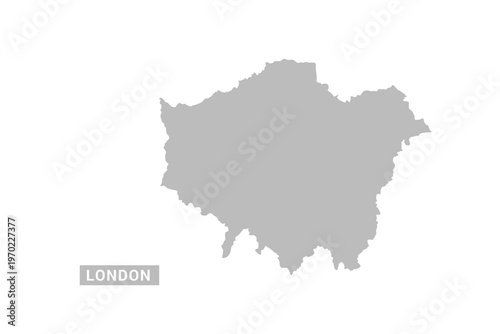London map - Minimal Flat Vector Illustration in Black and Gray, Isolated on White Background, Ideal for Infographics, Educational Use, Reports, and Presentations.