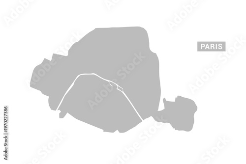 Paris map - Minimal Flat Vector Illustration in Black and Gray, Isolated on White Background, Ideal for Infographics, Educational Use, Reports, and Presentations.