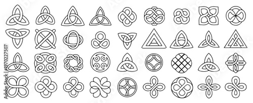 celtic ornamental corner irish knot vector set