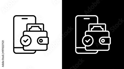 Digital Wallet White Icon Set Design