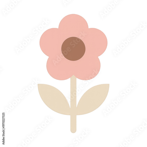 PNG Minimalist pink flower illustration.