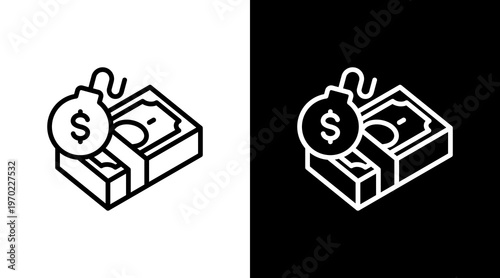 Debt White Icon Set Design