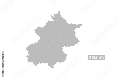 Beijing map - Minimal Flat Vector Illustration in Black and Gray, Isolated on White Background, Ideal for Infographics, Educational Use, Reports, and Presentations.