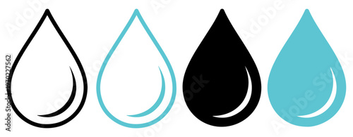 water drop icon in blue and black stroke style