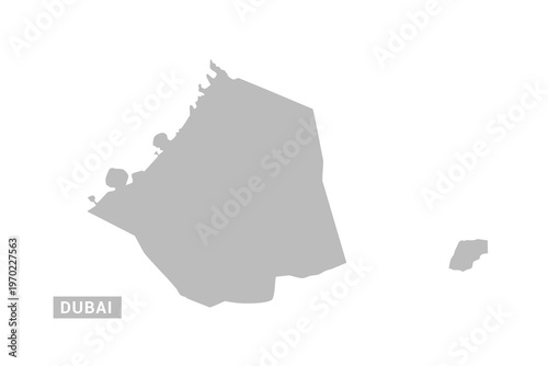 Dubai map - Minimal Flat Vector Illustration in Black and Gray, Isolated on White Background, Ideal for Infographics, Educational Use, Reports, and Presentations.
