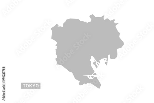 Tokyo map - Minimal Flat Vector Illustration in Black and Gray, Isolated on White Background, Ideal for Infographics, Educational Use, Reports, and Presentations.