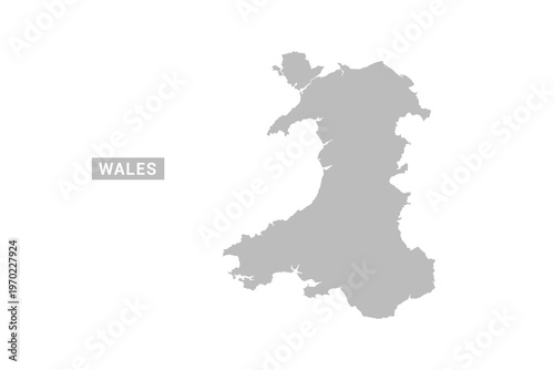 Wales map - Minimal Flat Vector Illustration in Black and Gray, Isolated on White Background, Ideal for Infographics, Educational Use, Reports, and Presentations.