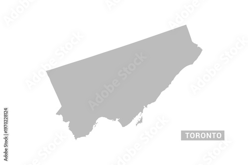 Toronto map - Minimal Flat Vector Illustration in Black and Gray, Isolated on White Background, Ideal for Infographics, Educational Use, Reports, and Presentations.