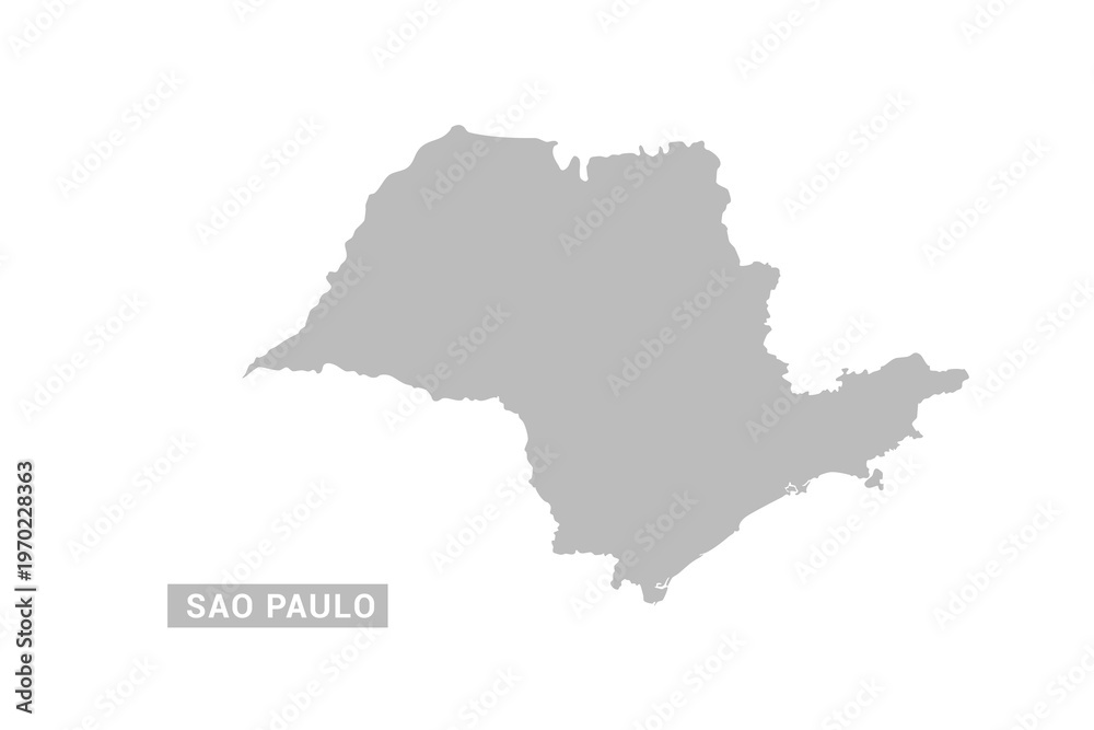 Obraz premium Sao Paulo map - Minimal Flat Vector Illustration in Black and Gray, Isolated on White Background, Ideal for Infographics, Educational Use, Reports, and Presentations.