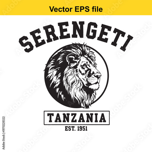Serengeti tanzania logo with lion head