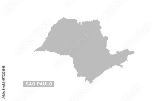 Sao Paulo map - Minimal Flat Vector Illustration in Black and Gray, Isolated on White Background, Ideal for Infographics, Educational Use, Reports, and Presentations.