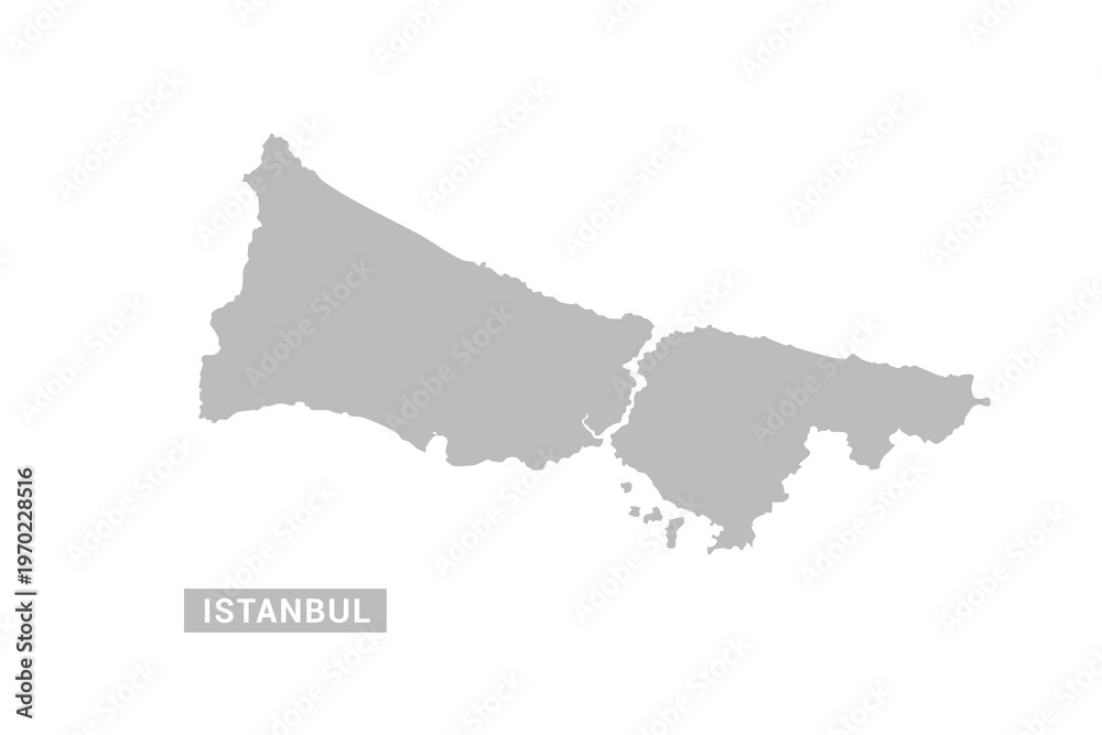 Obraz premium Istanbul map - Minimal Flat Vector Illustration in Black and Gray, Isolated on White Background, Ideal for Infographics, Educational Use, Reports, and Presentations.