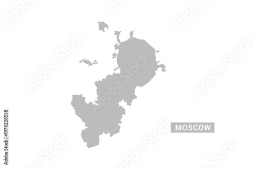 Moscow map - Minimal Flat Vector Illustration in Black and Gray, Isolated on White Background, Ideal for Infographics, Educational Use, Reports, and Presentations.