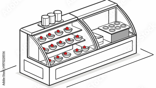 Bakery display with small portion desserts and cakes representing mindful eating, portion control and guilt free indulgence in modern food lifestyle