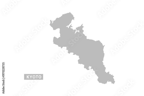 Kyoto map - Minimal Flat Vector Illustration in Black and Gray, Isolated on White Background, Ideal for Infographics, Educational Use, Reports, and Presentations.