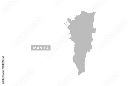 Manila map - Minimal Flat Vector Illustration in Black and Gray, Isolated on White Background, Ideal for Infographics, Educational Use, Reports, and Presentations.