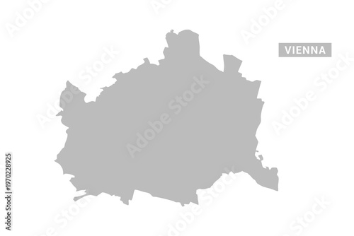 Vienna map - Minimal Flat Vector Illustration in Black and Gray, Isolated on White Background, Ideal for Infographics, Educational Use, Reports, and Presentations.