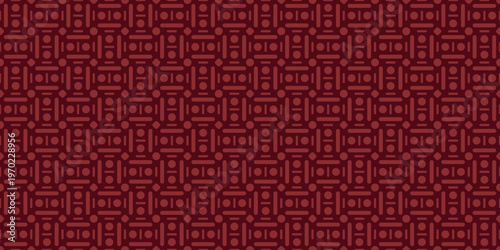 Geometric Rounded Shape Deep Red Seamless Pattern Repetitive Decorative Backdrop