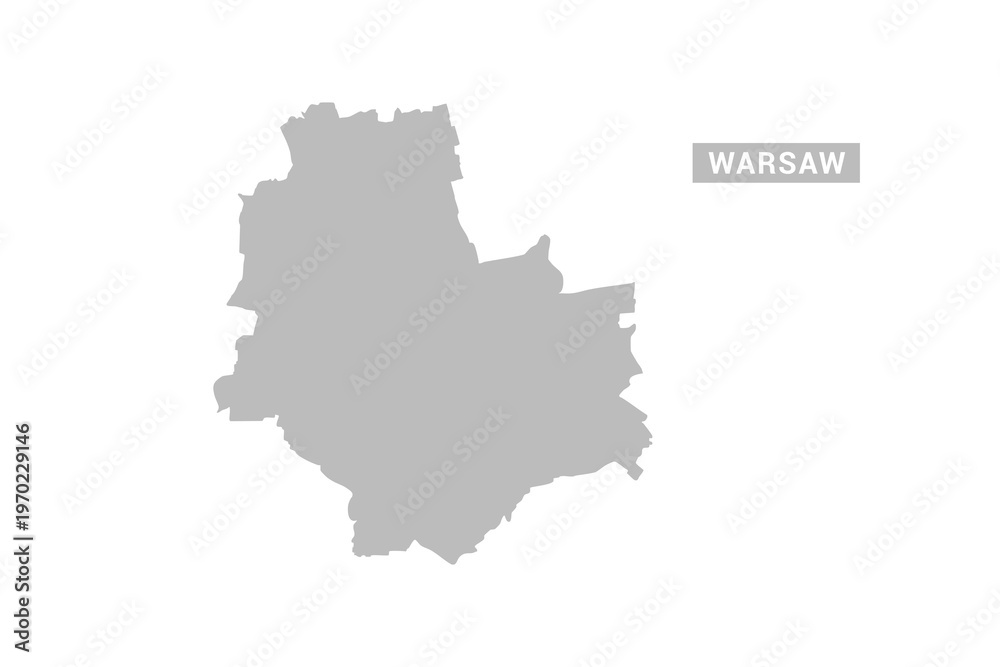 Obraz premium Warsaw map - Minimal Flat Vector Illustration in Black and Gray, Isolated on White Background, Ideal for Infographics, Educational Use, Reports, and Presentations.